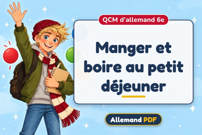 Manger et boire au petit déjeuner : QCM d’allemand 6e, illustration Allemand PDF