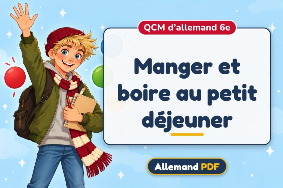 Manger et boire au petit déjeuner : QCM d’allemand 6e, illustration Allemand PDF