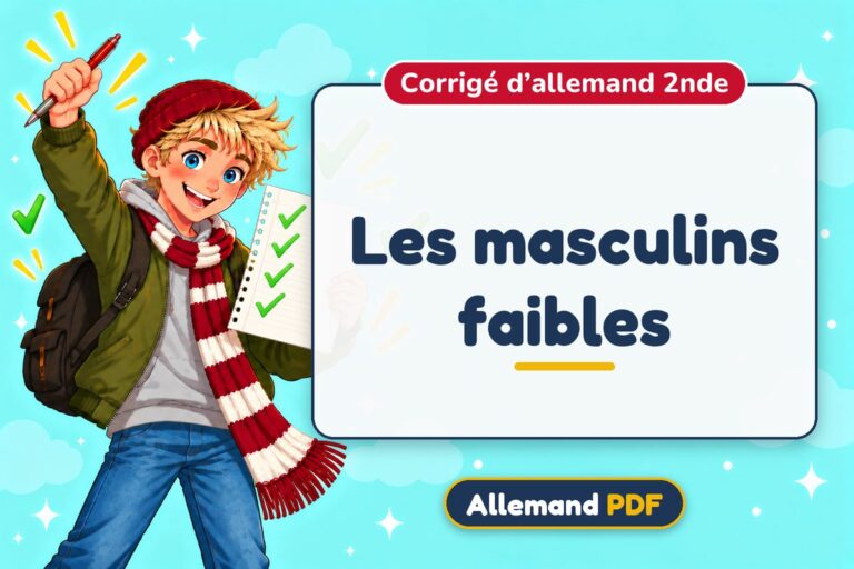 Les masculins faibles : corrigé d’allemand 2nde, illustration Allemand PDF