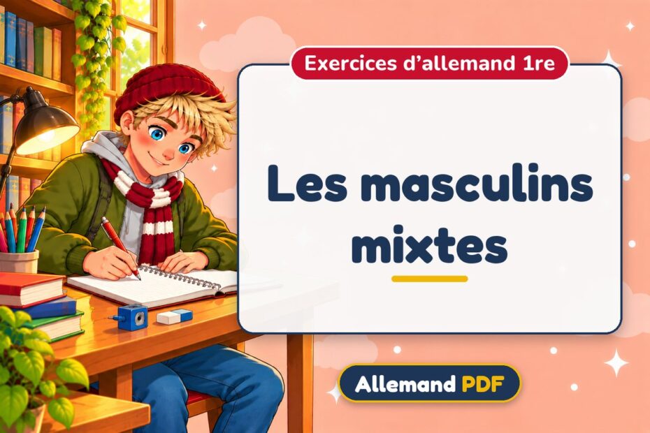 Les masculins mixtes : exercices d’allemand 1re, illustration Allemand PDF