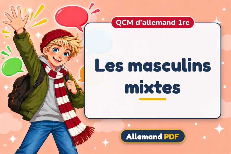 Les masculins mixtes : QCM d’allemand 1re, illustration Allemand PDF