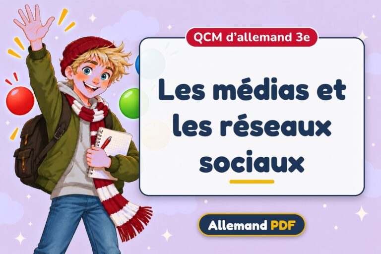 Les médias et les réseaux sociaux : QCM d’allemand 3e, illustration Allemand PDF