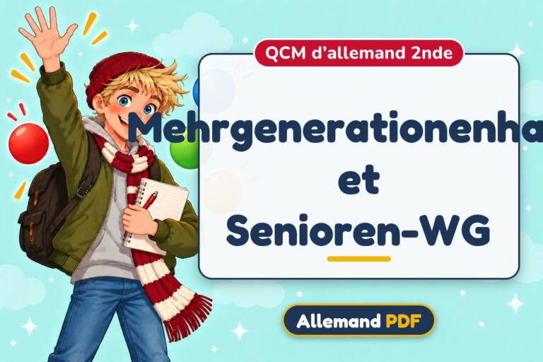Mehrgenerationenhaus et Senioren-WG : QCM d’allemand 2nde, illustration Allemand PDF