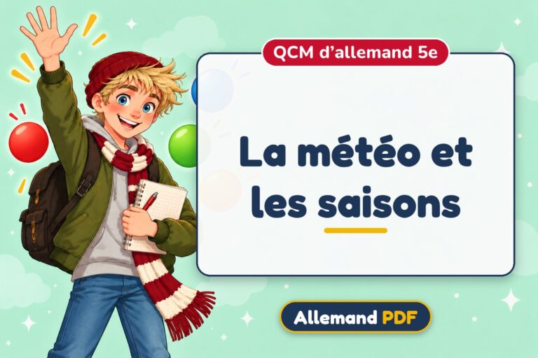 La météo et les saisons : QCM d’allemand 5e, illustration Allemand PDF