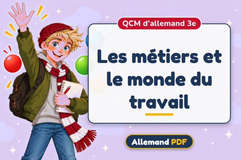 Les métiers et le monde du travail : QCM d’allemand 3e, illustration Allemand PDF