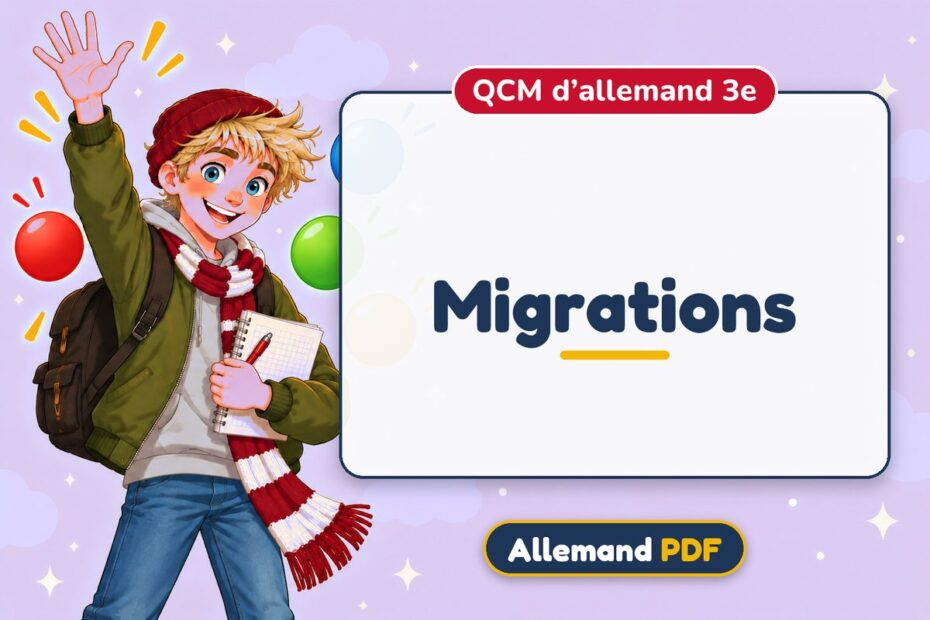 Migrations : QCM d’allemand 3e, illustration Allemand PDF