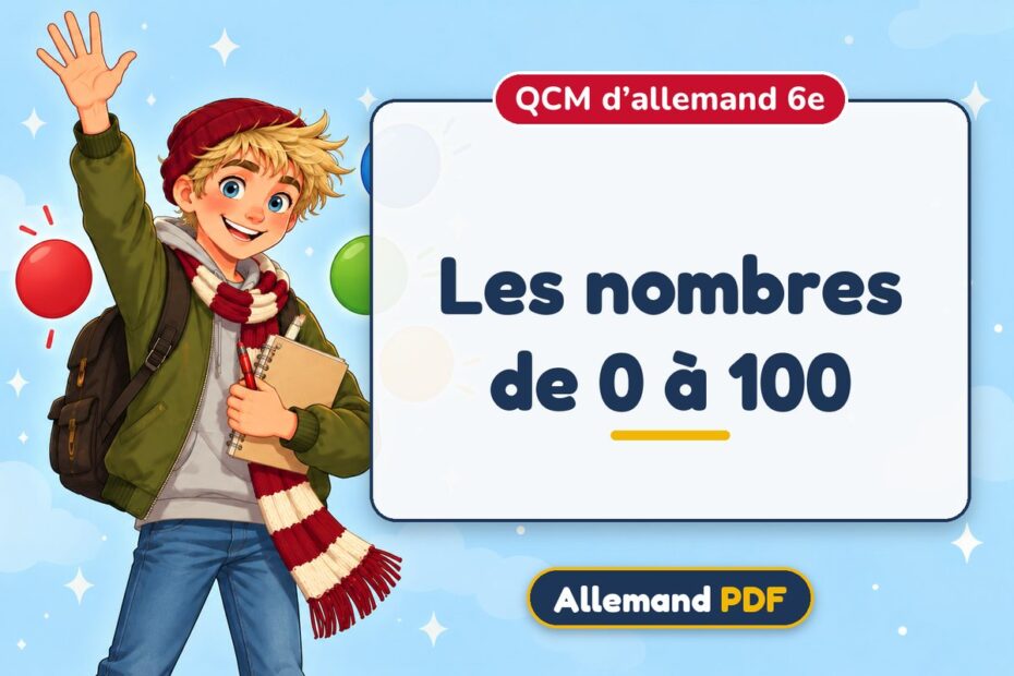 Les nombres de 0 à 100 : QCM d’allemand 6e, illustration Allemand PDF