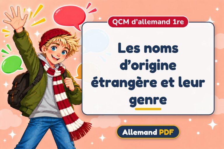 Les noms d’origine étrangère et leur genre : QCM d’allemand 1re, illustration Allemand PDF