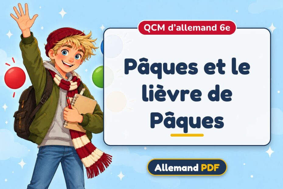 Pâques et le lièvre de Pâques : QCM d’allemand 6e, illustration Allemand PDF