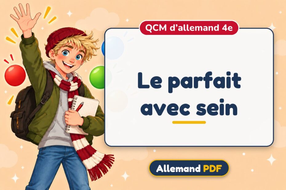 Le parfait avec sein : QCM d’allemand 4e, illustration Allemand PDF