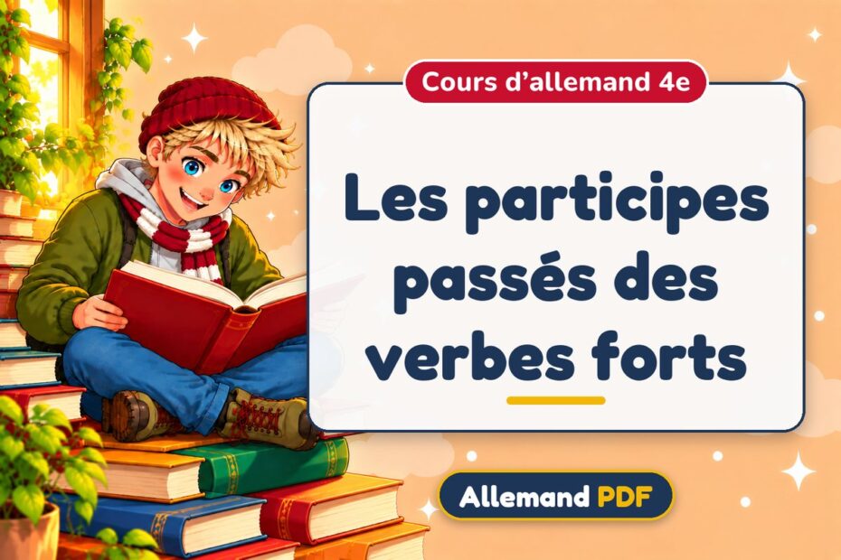 Les participes passés des verbes forts : cours d’allemand 4e, illustration Allemand PDF
