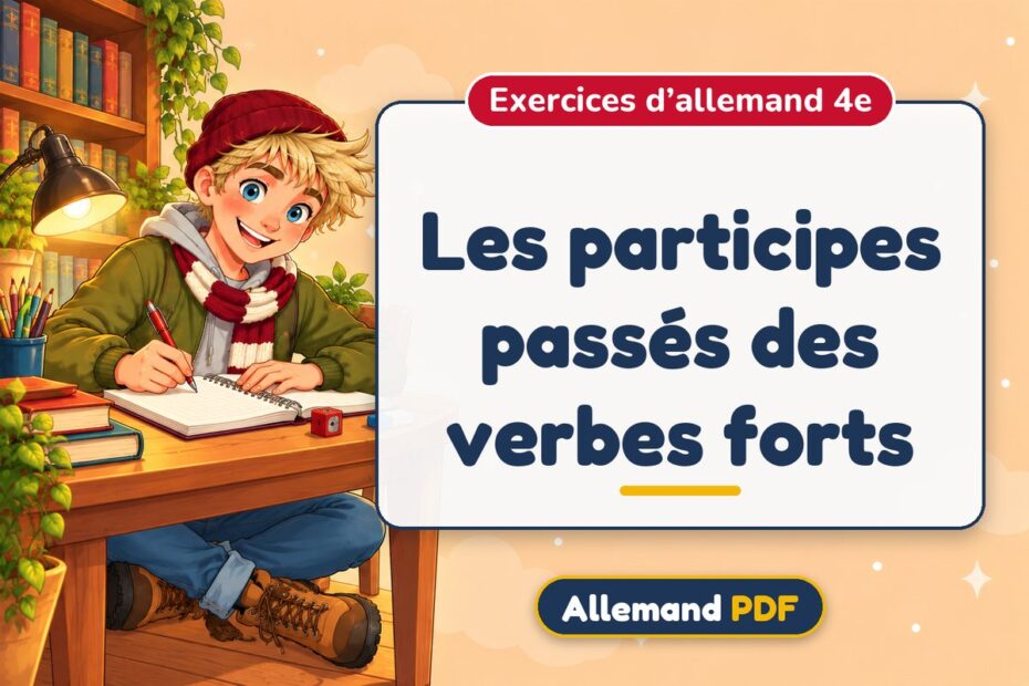 Les participes passés des verbes forts : exercices d’allemand 4e, illustration Allemand PDF