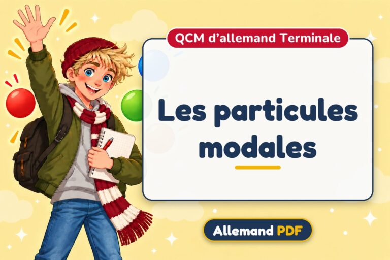 Les particules modales : QCM d’allemand terminale, illustration Allemand PDF