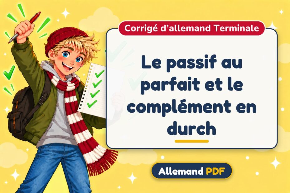 Le passif au parfait et le complément en durch : corrigé d’allemand terminale, illustration Allemand PDF