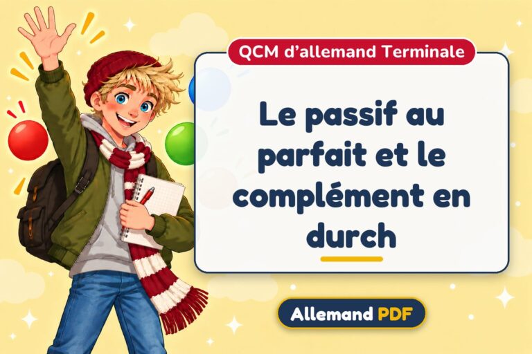 Le passif au parfait et le complément en durch : QCM d’allemand terminale, illustration Allemand PDF