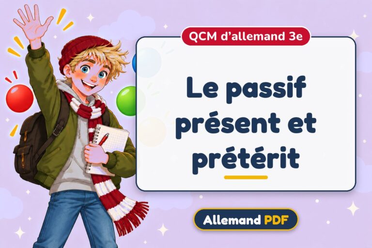 Le passif présent et prétérit : QCM d’allemand 3e, illustration Allemand PDF