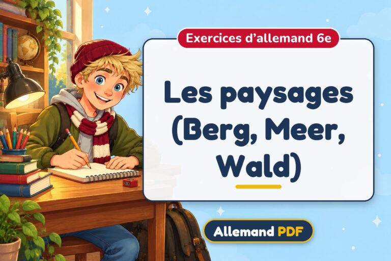 Les paysages (Berg, Meer, Wald) : exercices d’allemand 6e, illustration Allemand PDF