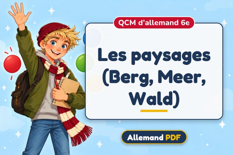 Les paysages (Berg, Meer, Wald) : QCM d’allemand 6e, illustration Allemand PDF