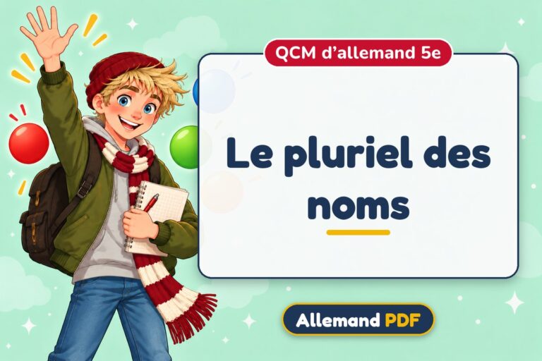 Le pluriel des noms : QCM d’allemand 5e, illustration Allemand PDF