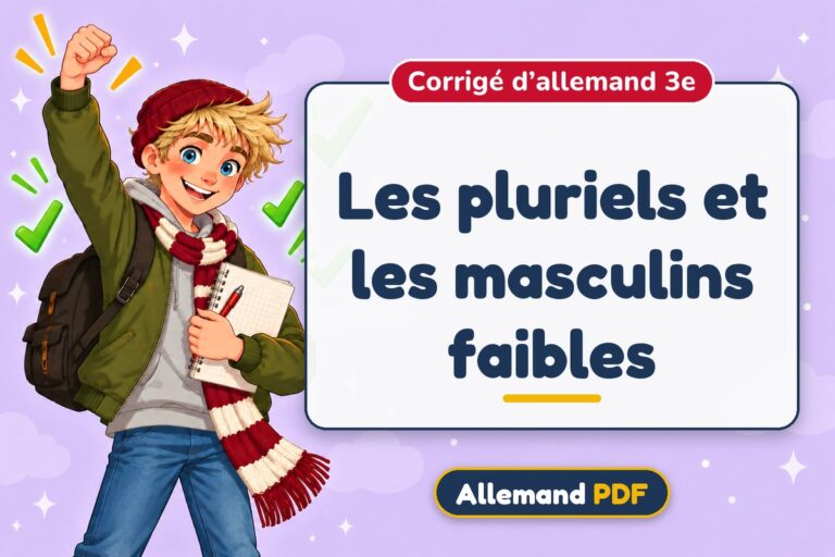 Les pluriels et les masculins faibles : corrigé d’allemand 3e, illustration Allemand PDF