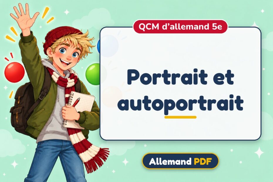 Portrait et autoportrait : QCM d’allemand 5e, illustration Allemand PDF