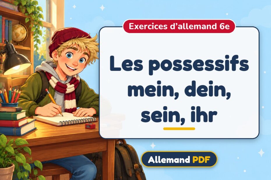 Les possessifs mein, dein, sein, ihr : exercices d’allemand 6e, illustration Allemand PDF
