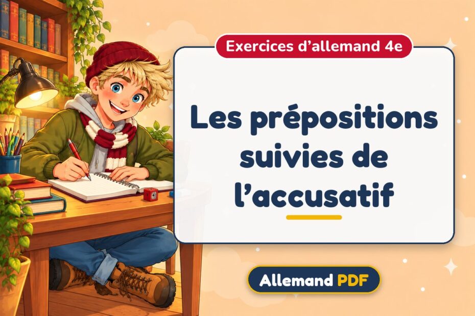 Les prépositions suivies de l’accusatif : exercices d’allemand 4e, illustration Allemand PDF