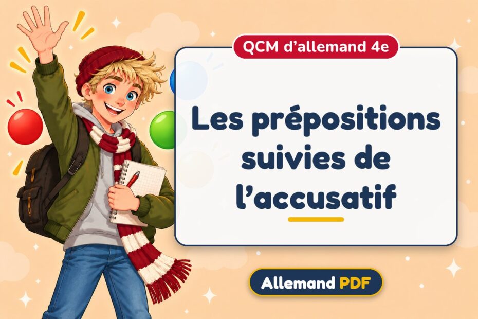 Les prépositions suivies de l’accusatif : QCM d’allemand 4e, illustration Allemand PDF