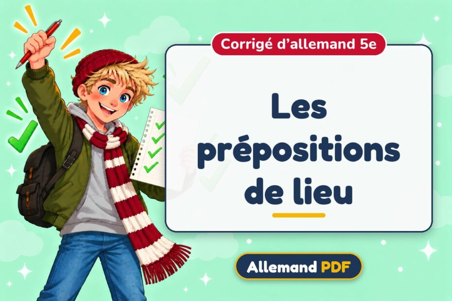 Les prépositions de lieu : corrigé d’allemand 5e, illustration Allemand PDF