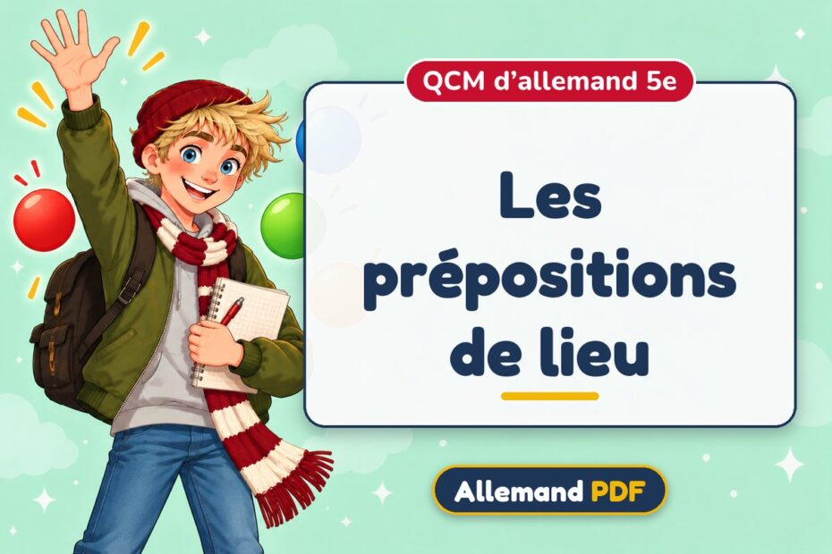 Les prépositions de lieu : QCM d’allemand 5e, illustration Allemand PDF