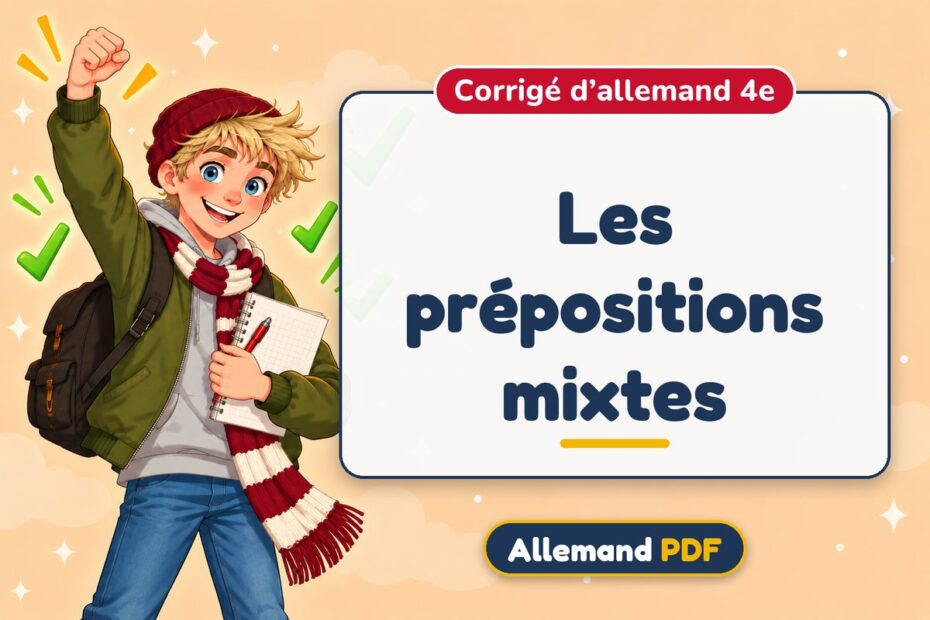 Les prépositions mixtes : corrigé d’allemand 4e, illustration Allemand PDF