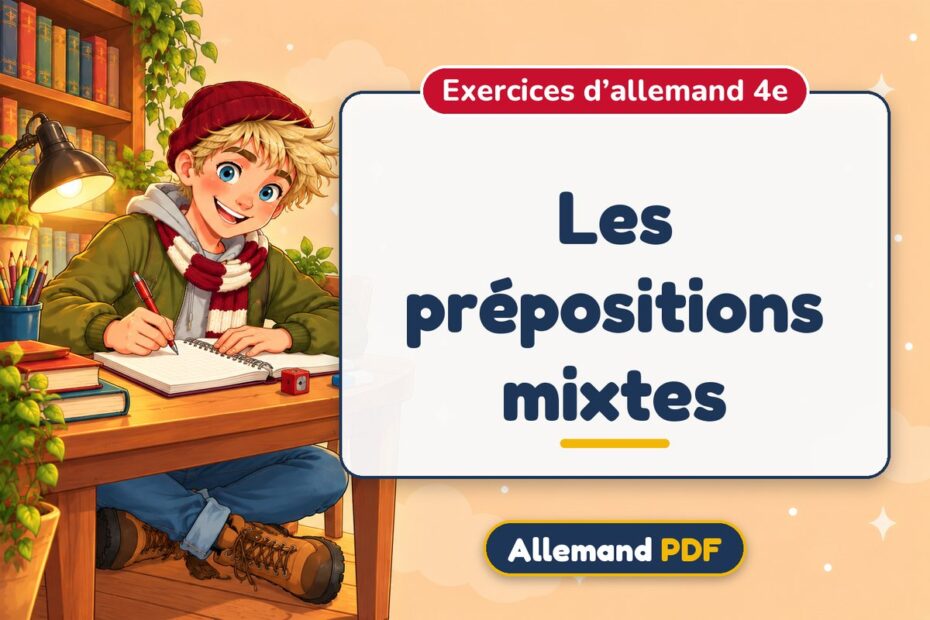 Les prépositions mixtes : exercices d’allemand 4e, illustration Allemand PDF