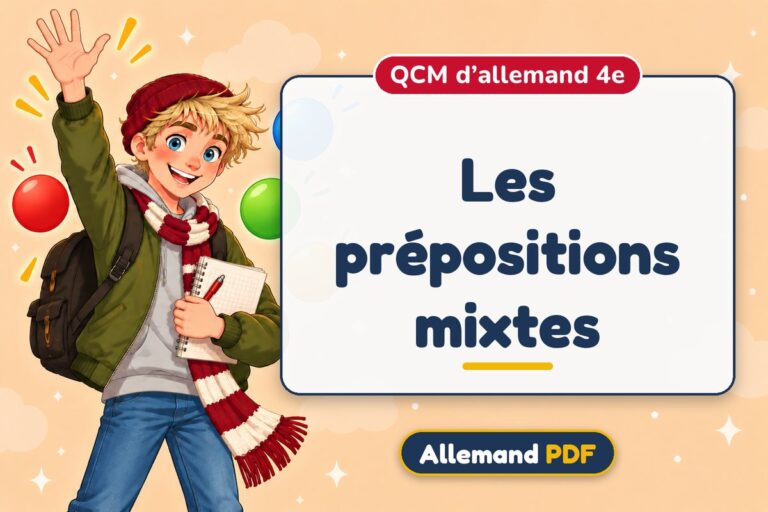 Les prépositions mixtes : QCM d’allemand 4e, illustration Allemand PDF