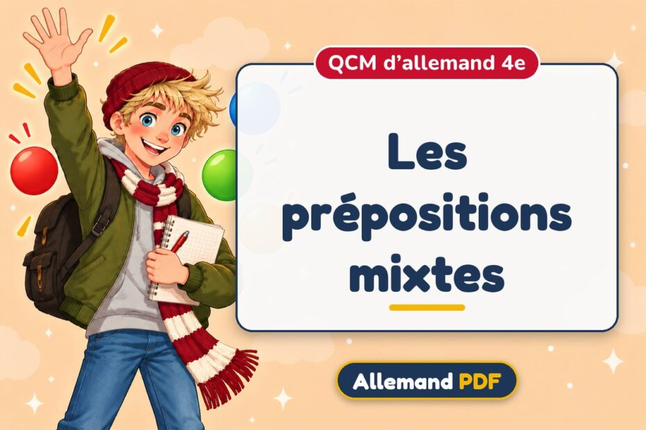 Les prépositions mixtes : QCM d’allemand 4e, illustration Allemand PDF