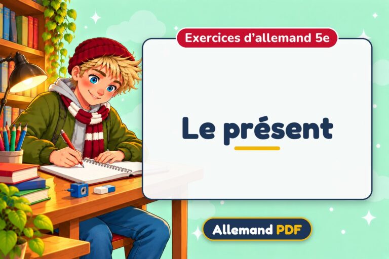 Le présent : exercices d’allemand 5e, illustration Allemand PDF