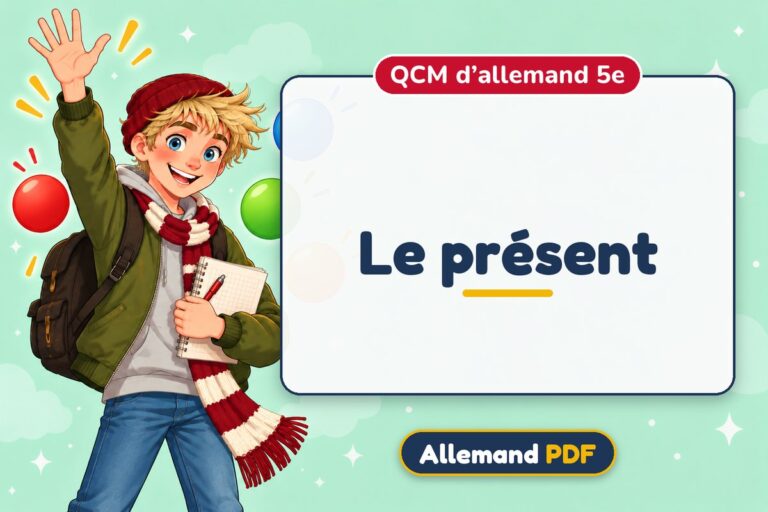 Le présent : QCM d’allemand 5e, illustration Allemand PDF