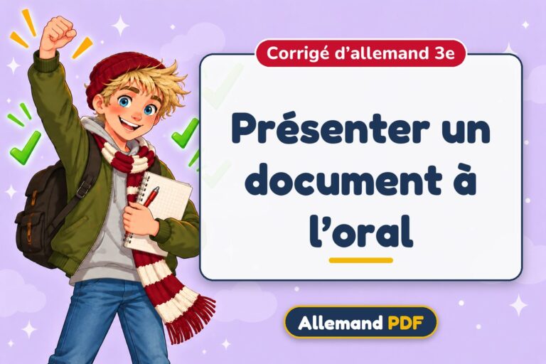 Présenter un document à l’oral : corrigé d’allemand 3e, illustration Allemand PDF