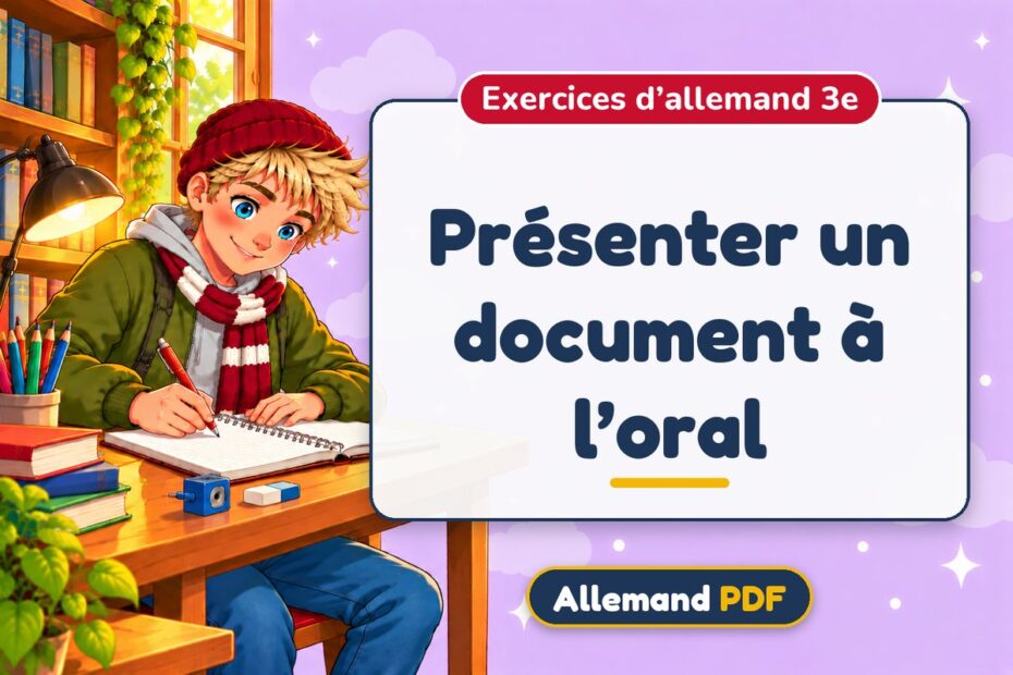 Présenter un document à l’oral : exercices d’allemand 3e, illustration Allemand PDF