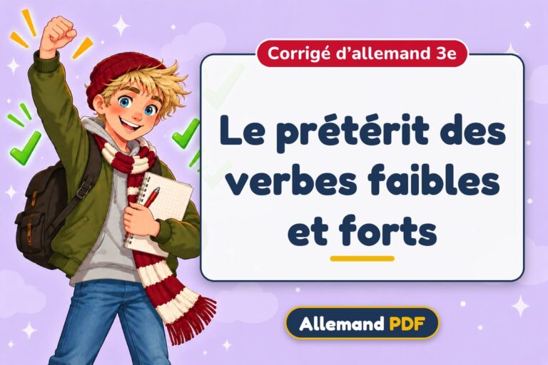 Le prétérit des verbes faibles et forts : corrigé d’allemand 3e, illustration Allemand PDF