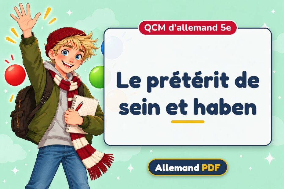 Le prétérit de sein et haben : QCM d’allemand 5e, illustration Allemand PDF