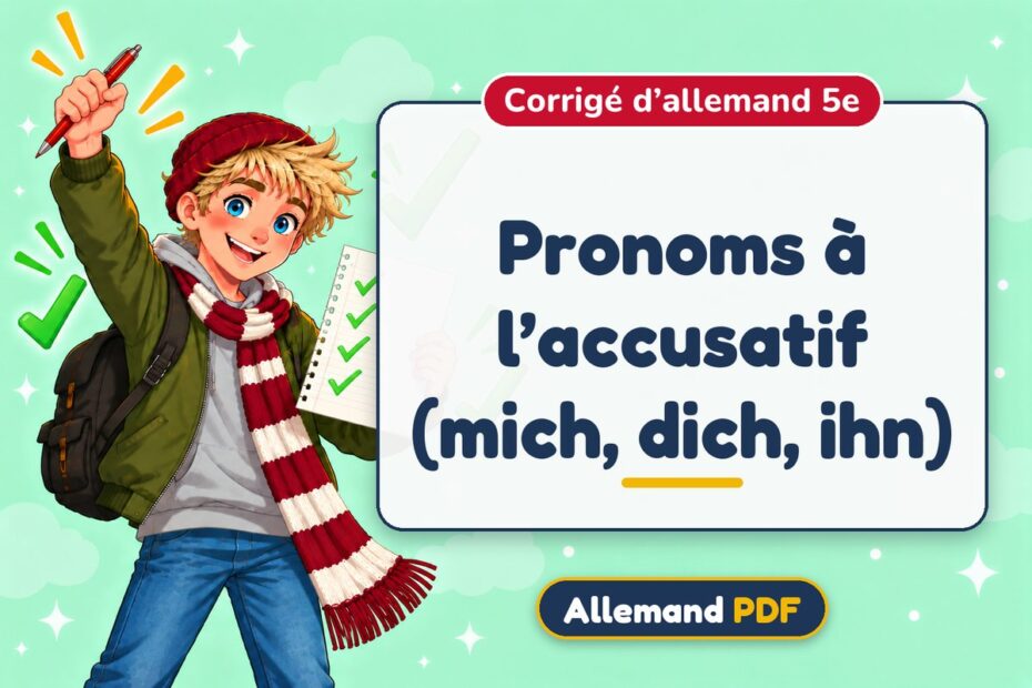 Pronoms à l’accusatif (mich, dich, ihn) : corrigé d’allemand 5e, illustration Allemand PDF