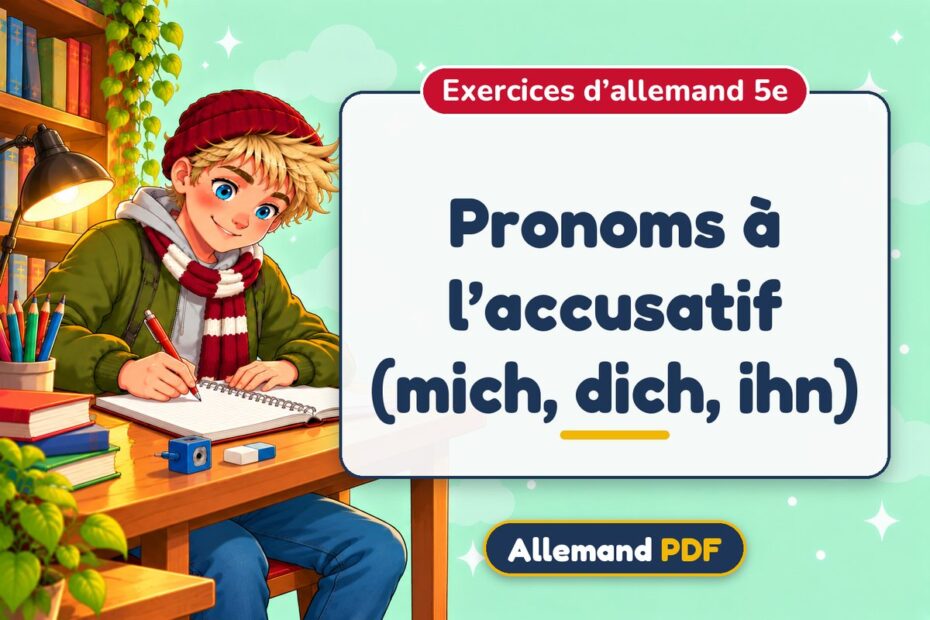 Pronoms à l’accusatif (mich, dich, ihn) : exercices d’allemand 5e, illustration Allemand PDF