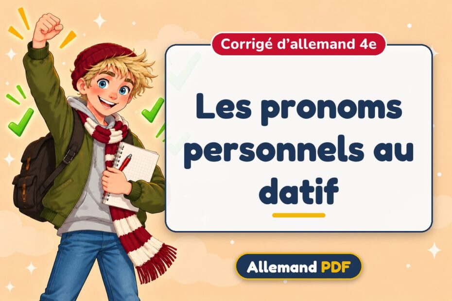 Les pronoms personnels au datif : corrigé d’allemand 4e, illustration Allemand PDF