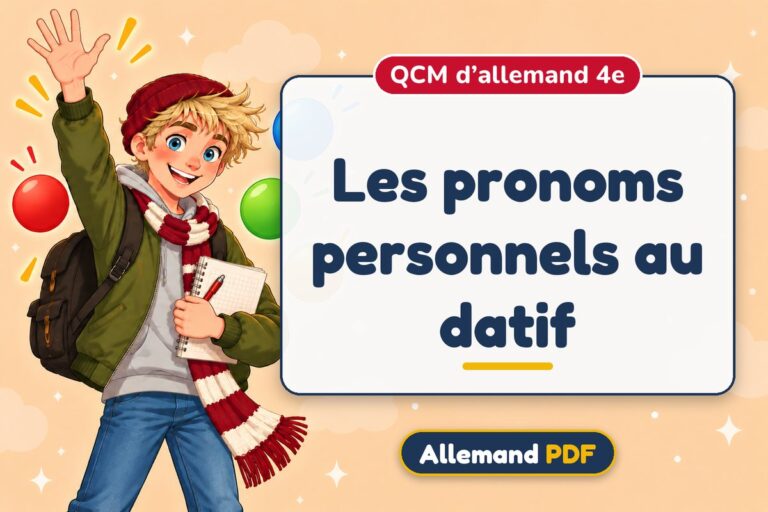 Les pronoms personnels au datif : QCM d’allemand 4e, illustration Allemand PDF