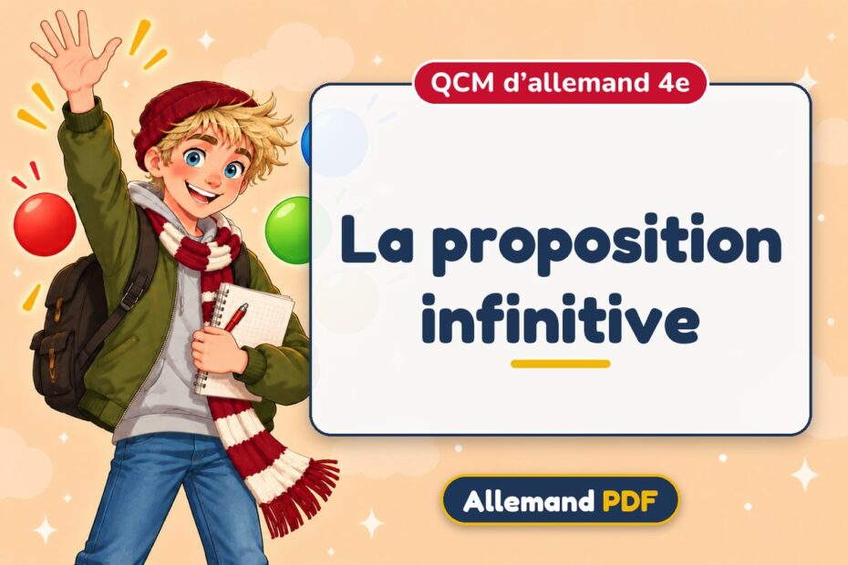 La proposition infinitive : QCM d’allemand 4e, illustration Allemand PDF