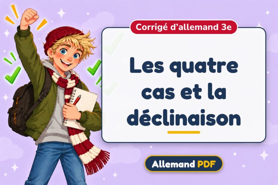 Les quatre cas et la déclinaison : corrigé d’allemand 3e, illustration Allemand PDF