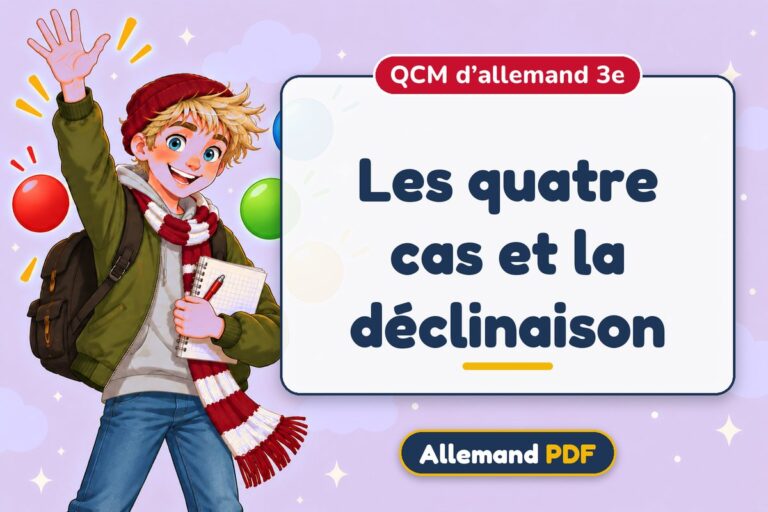 Les quatre cas et la déclinaison : QCM d’allemand 3e, illustration Allemand PDF