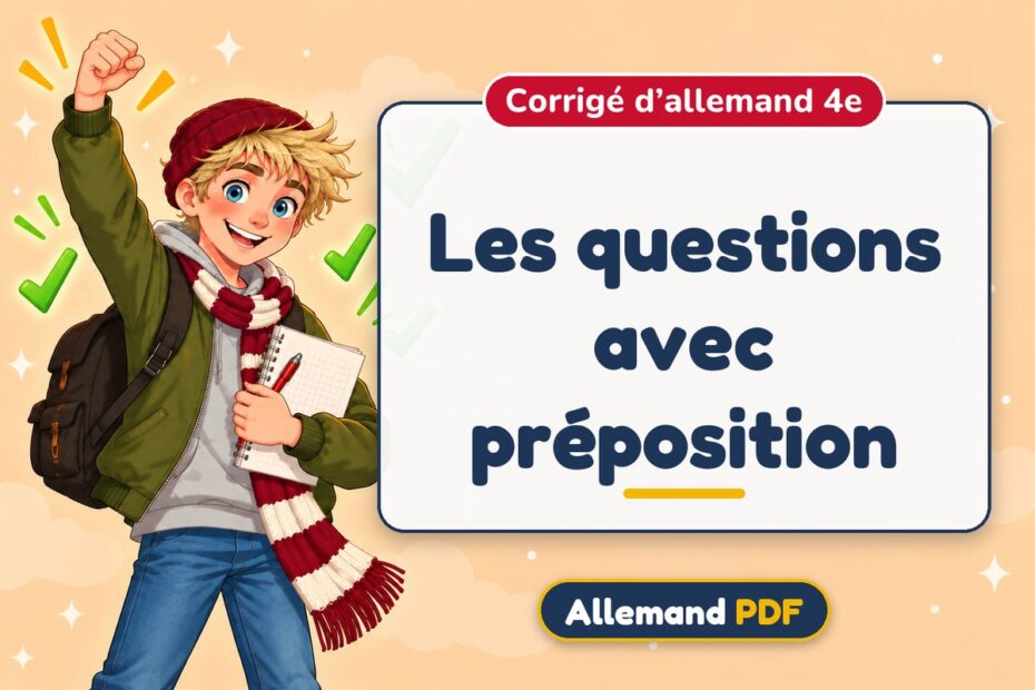 Les questions avec préposition : corrigé d’allemand 4e, illustration Allemand PDF