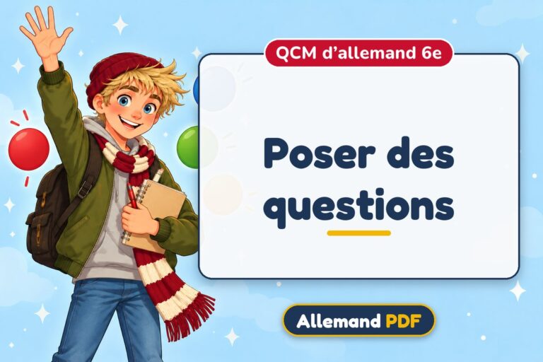 Poser des questions : QCM d’allemand 6e, illustration Allemand PDF