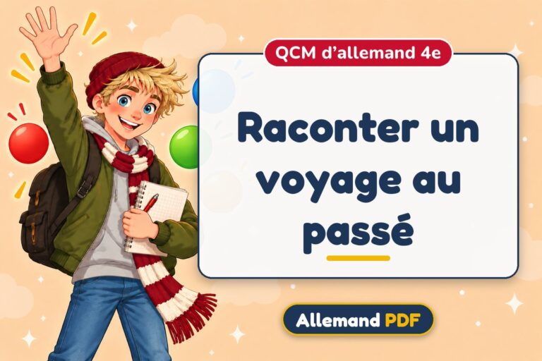 Raconter un voyage au passé : QCM d’allemand 4e, illustration Allemand PDF
